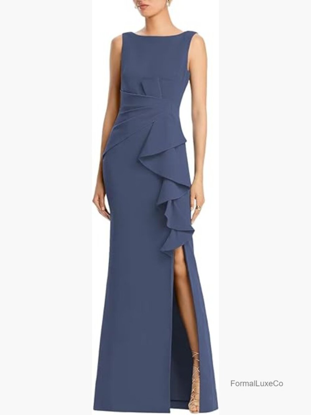 Satin Mermaid Ruched Long Slit Formal Dress Bodycon Cocktail Gown